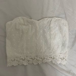 Forever21 white floral bustier top